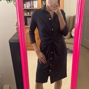Navy button up dress